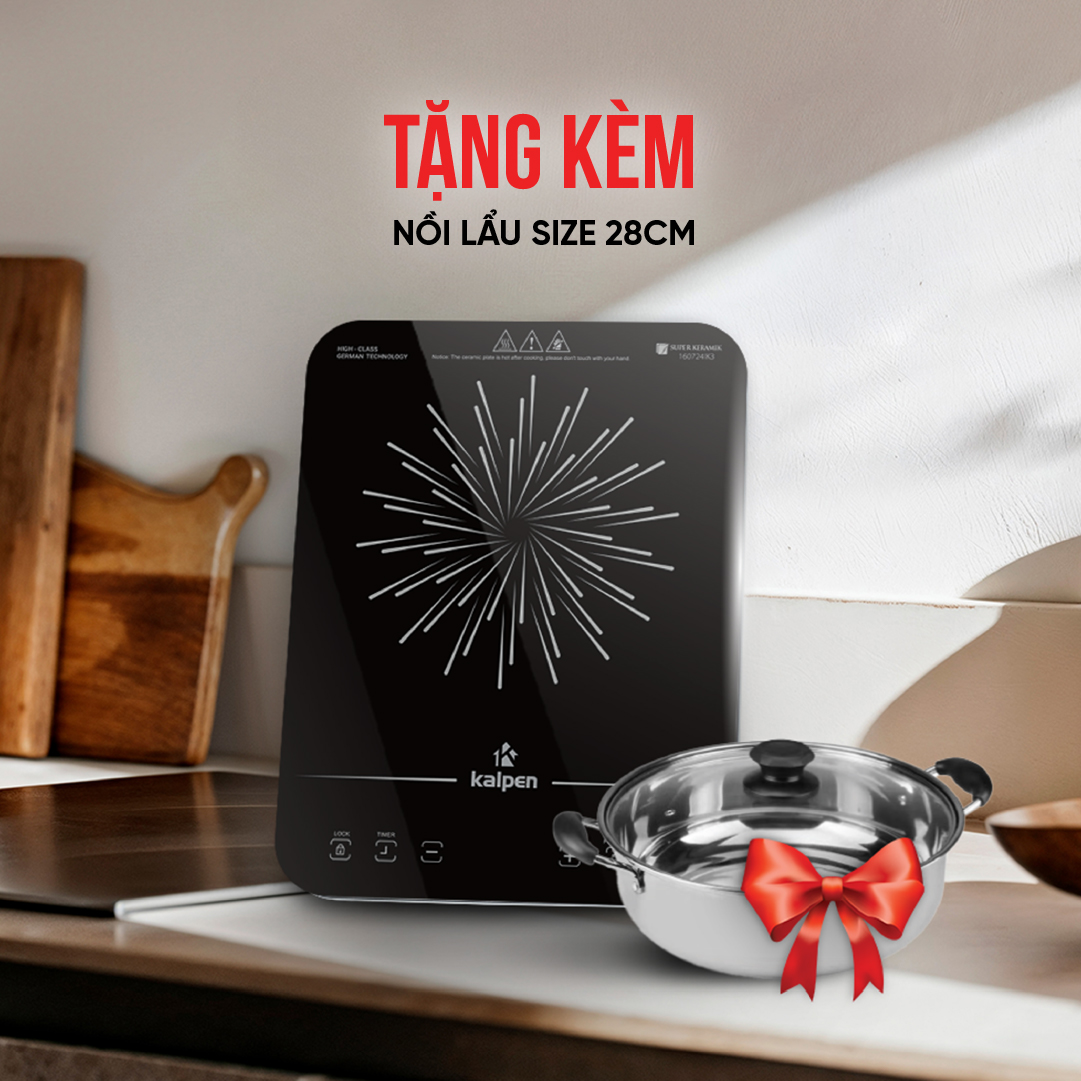Bếp Điện Bếp Từ Đơn Cao Cấp IK3 Mâm Từ Kép 2000W Chính Hãng KALPEN Bảo Hành 2 Năm