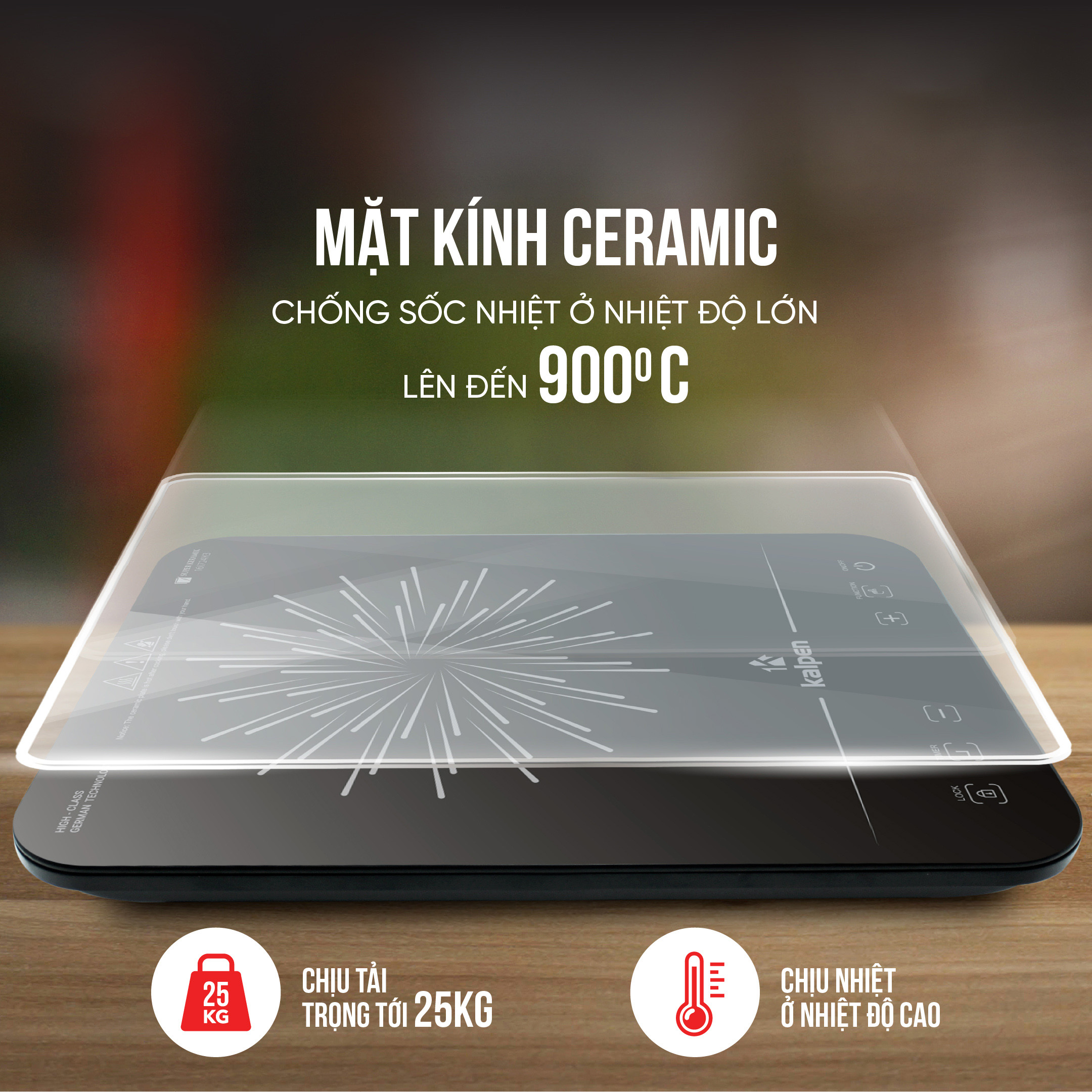 Bếp Điện Bếp Từ Đơn Cao Cấp IK3 Mâm Từ Kép 2000W Chính Hãng KALPEN Bảo Hành 2 Năm