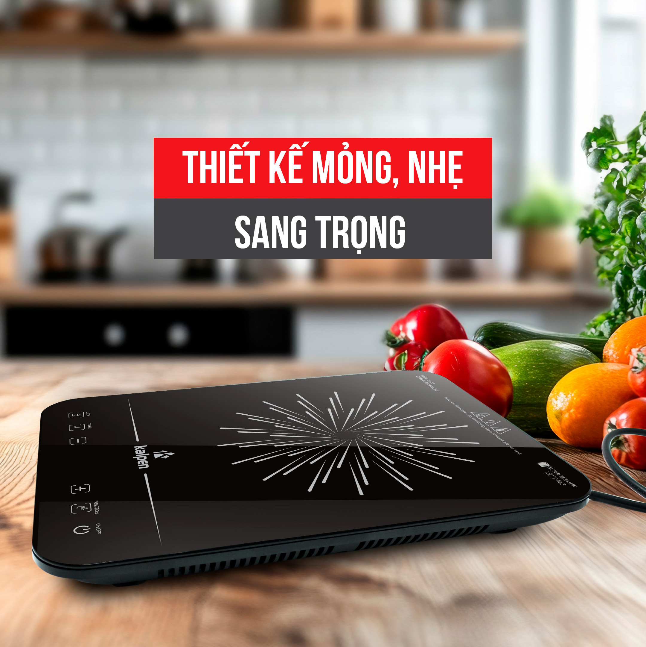 Bếp Điện Bếp Từ Đơn Cao Cấp IK3 Mâm Từ Kép 2000W Chính Hãng KALPEN Bảo Hành 2 Năm