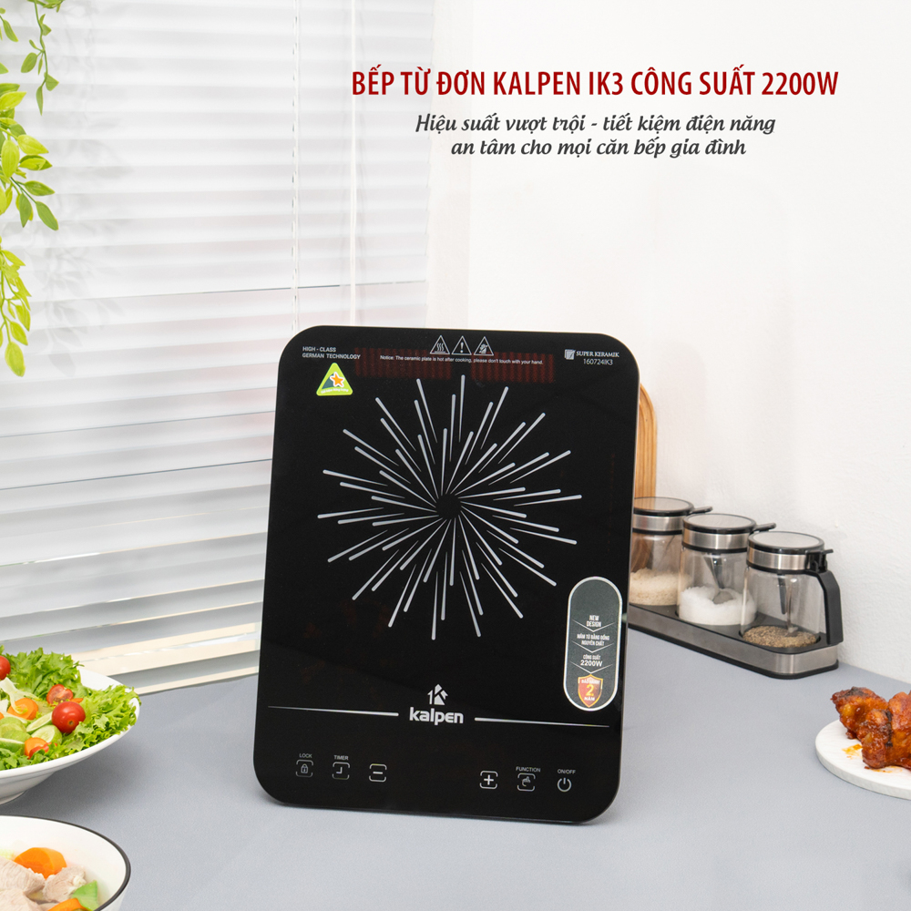 Bếp Điện Bếp Từ Đơn Cao Cấp IK3 Mâm Từ Kép 2000W Chính Hãng KALPEN Bảo Hành 2 Năm