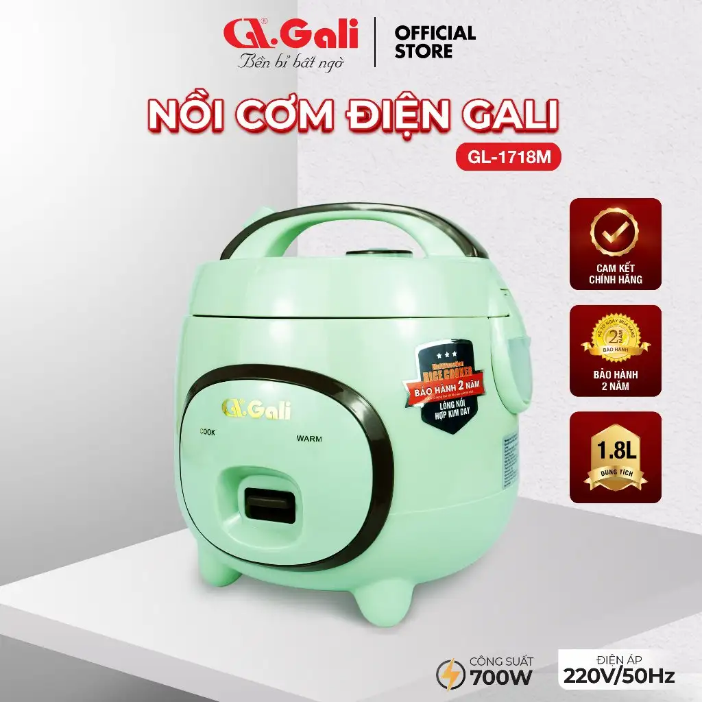 [Chính hãng] Nồi nấu cơm điện GALI GL-1718M 1.8 lít 300w. Hàng nhậu khẩu bảo hành 24 tháng.