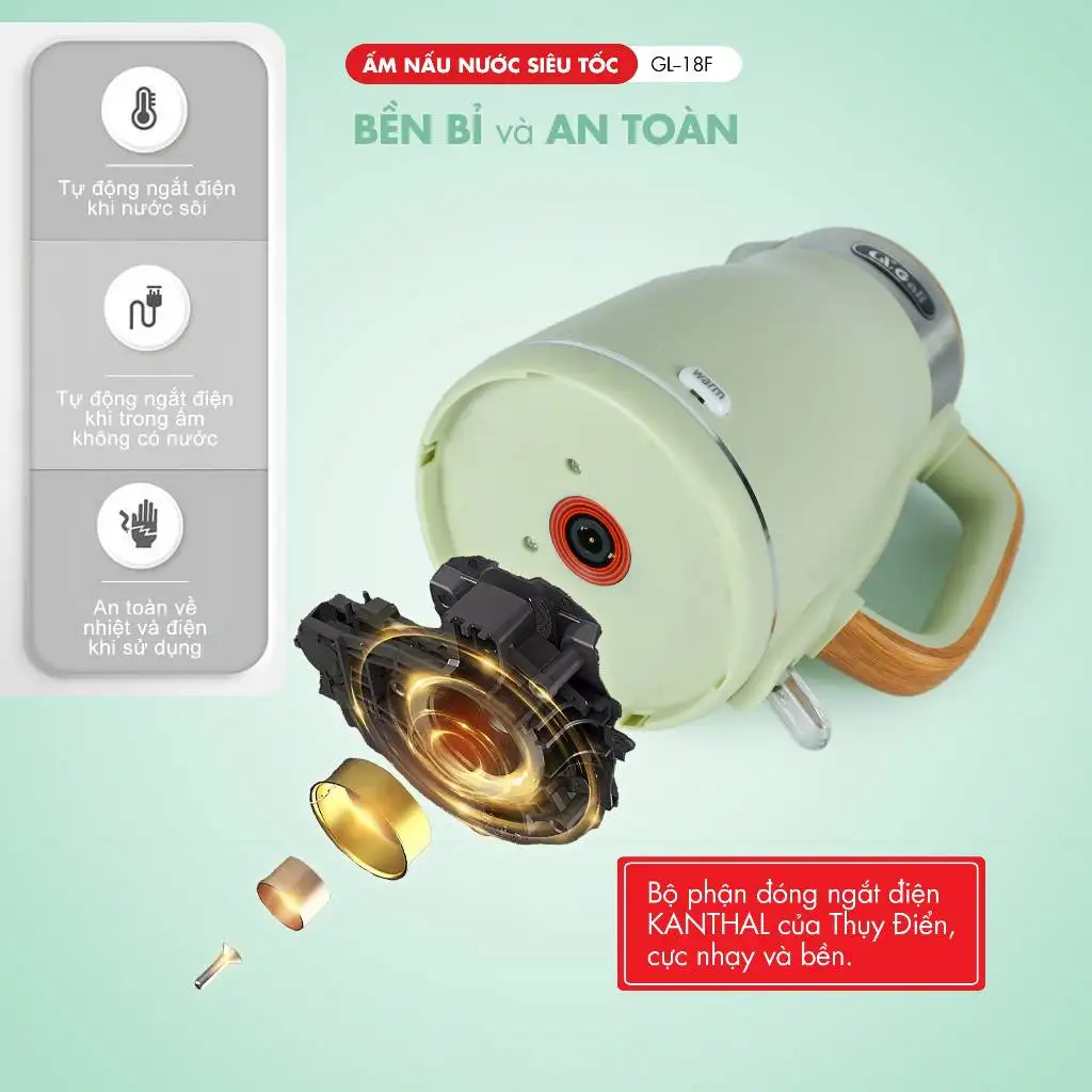 Ấm siêu tốc 2 lớp GALI GL-18F - 1.8L – Giữ Ấm Thông Minh, An Toàn Tuyệt Đối. Bảo hành 24 tháng Ấm siêu tốc 2 lớp GALI GL-18F - 1.8L – Giữ Ấm Thông Minh, An Toàn Tuyệt Đối. Bảo hành 24 tháng - Ảnh 5