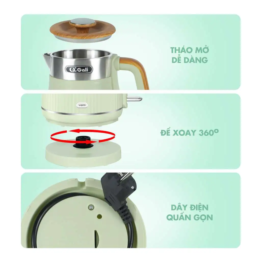 Ấm siêu tốc 2 lớp GALI GL-18F - 1.8L – Giữ Ấm Thông Minh, An Toàn Tuyệt Đối. Bảo hành 24 tháng Ấm siêu tốc 2 lớp GALI GL-18F - 1.8L – Giữ Ấm Thông Minh, An Toàn Tuyệt Đối. Bảo hành 24 tháng - Ảnh 7