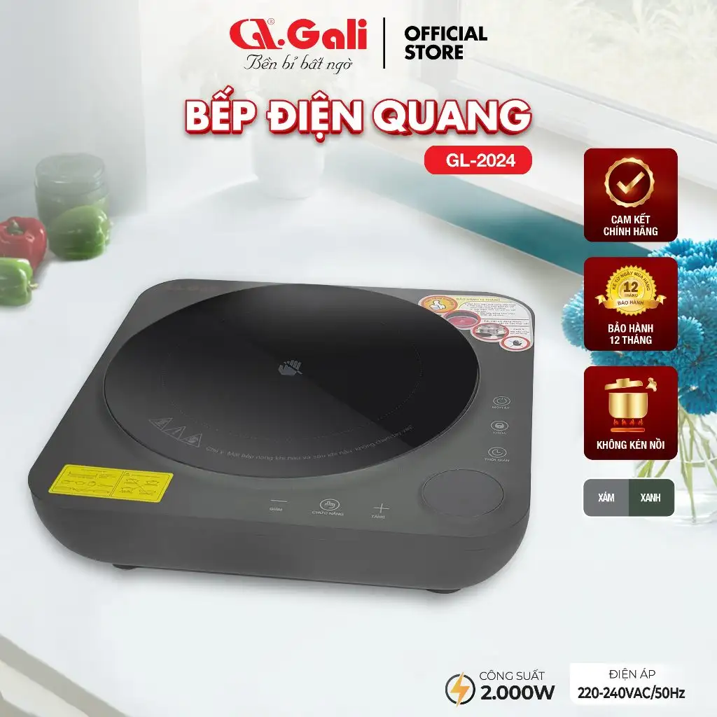 BẾP HỒNG NGOẠI, BẾP ĐIỆN QUANG GALI GL-2024 - KHÔNG KÉN NỒI, THÂN BẰNG NHỰA CHỊU NHIỆT TỐT. BH 1 NĂM