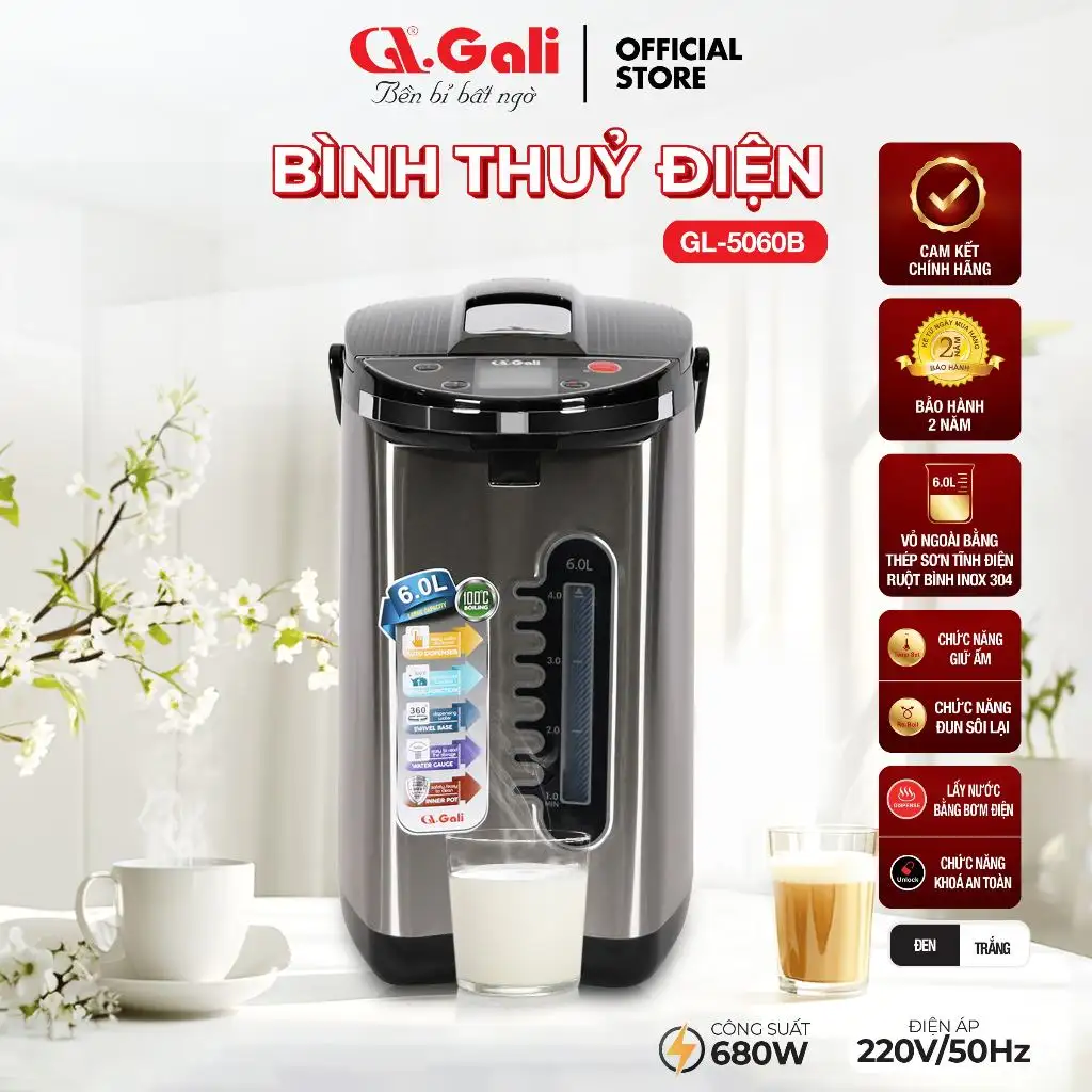 [ HOẢ TỐC HCM ] Bình Thủy Điện Chất Lượng GL-5060B - 6 Lít - 680W 3 Cách Lấy Nước. Bảo Hành 24 Tháng