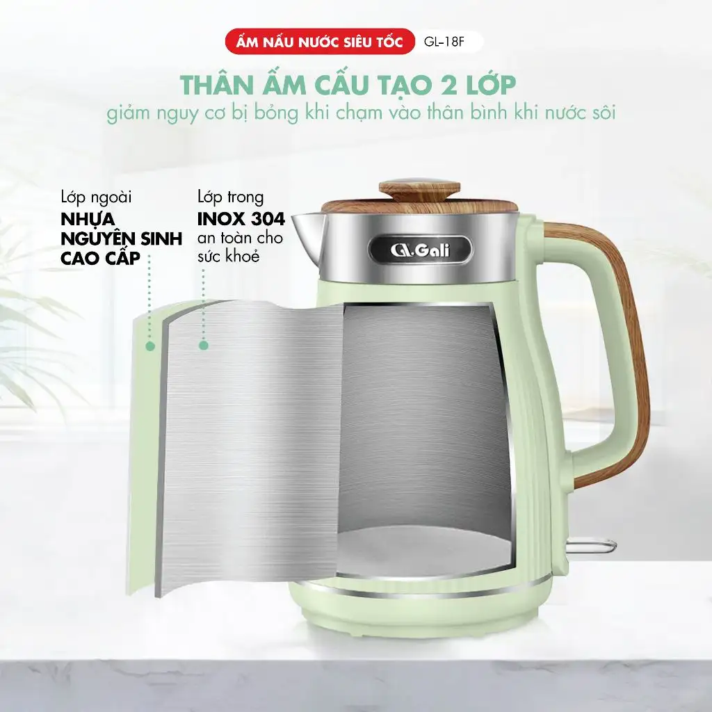 Ấm siêu tốc 2 lớp GALI GL-18F - 1.8L – Giữ Ấm Thông Minh, An Toàn Tuyệt Đối. Bảo hành 24 tháng Ấm siêu tốc 2 lớp GALI GL-18F - 1.8L – Giữ Ấm Thông Minh, An Toàn Tuyệt Đối. Bảo hành 24 tháng - Ảnh 3