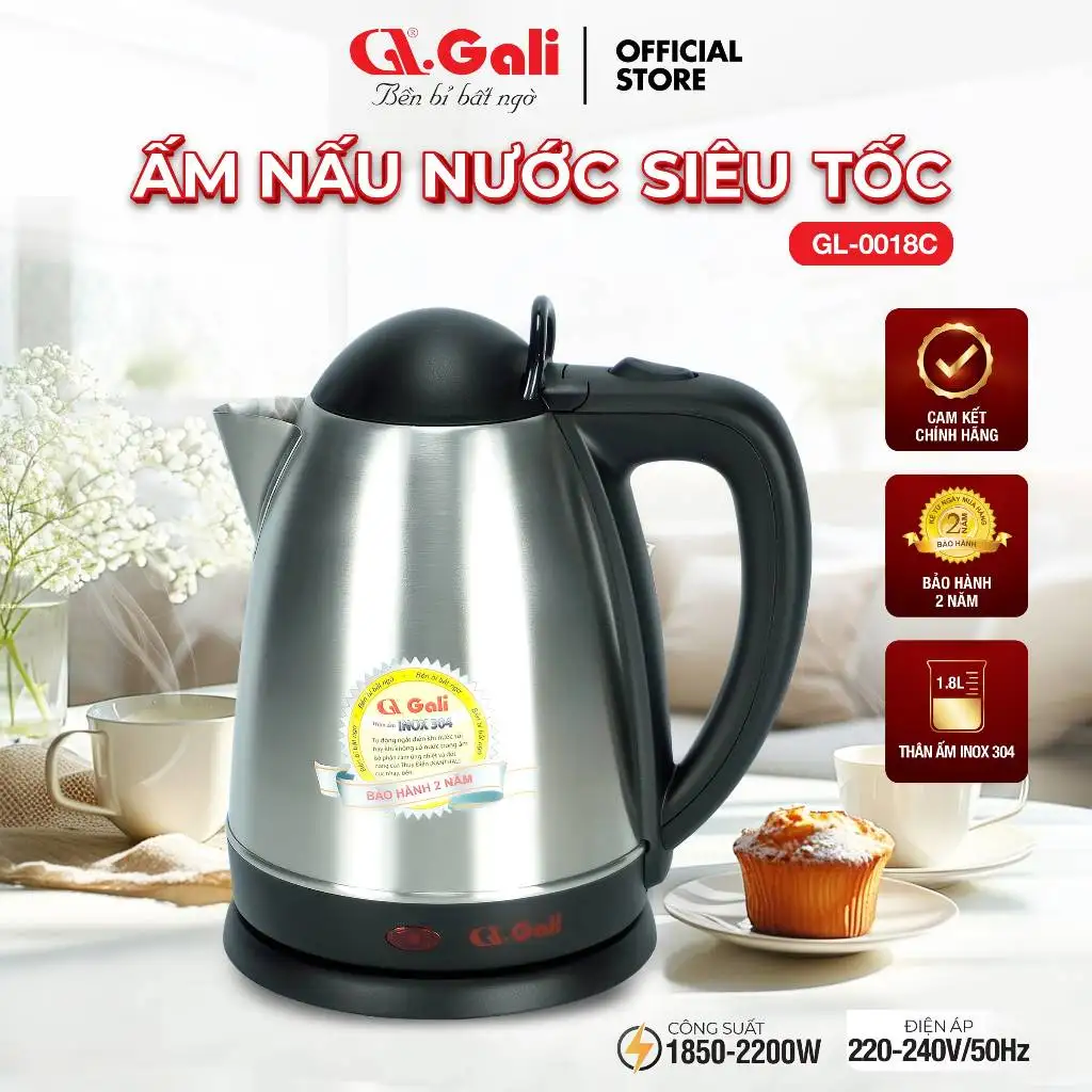ẤM SIÊU TỐC MINI GALI GL-0012A - 1.2L THIẾT KẾ NHỎ GỌN, BỀN BỈ. BẢO HÀNH CHÍNH HÃNG 24 THÁNG