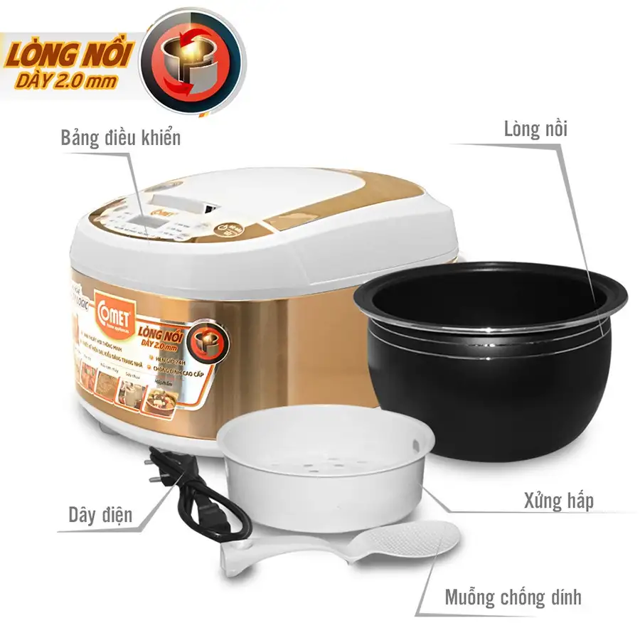 NỒI CƠM ĐIỆN TỬ COMET CM8087 - HÀNG CHÍNH HÃNG NỒI CƠM ĐIỆN TỬ COMET CM8087 - HÀNG CHÍNH HÃNG - Ảnh 4