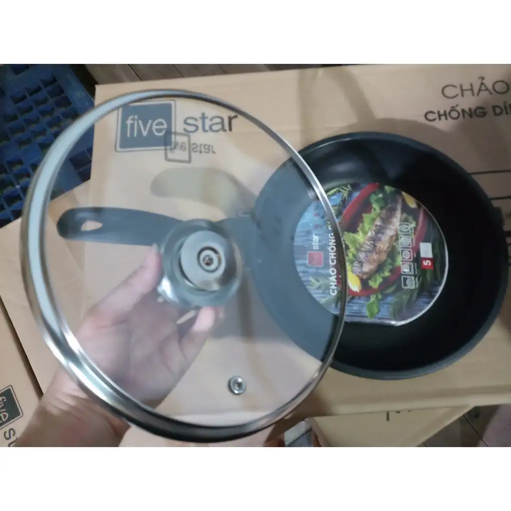 Chảo từ fivestar 20cm KÈM NẮP KÍNH cao cấp Chảo từ fivestar 20cm KÈM NẮP KÍNH cao cấp - Ảnh 4