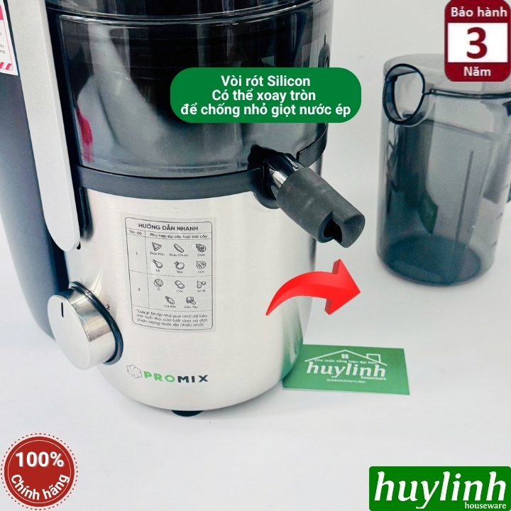 Máy ép nhanh thế hệ mới Promix PFJ-12 - 1200W - Lưới ép trái cây mịn hơn 0.3mm - Máy ép hoa quả cho kinh doanh