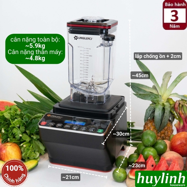 [Mẫu mới 2025] Máy xay sinh tố công nghiệp Uniblend UB-86 - 1680W - 1.8 lít - xay tự động 30s - 45s - 60s