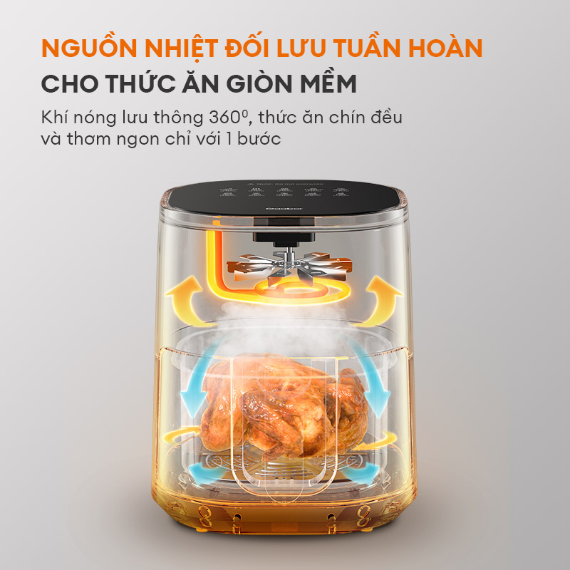 Nồi chiên không dầu GAABOR 6.5 lít AF65M-BK01A dung tích lớn, công suất mạnh 1400W nồi chiên đa năng