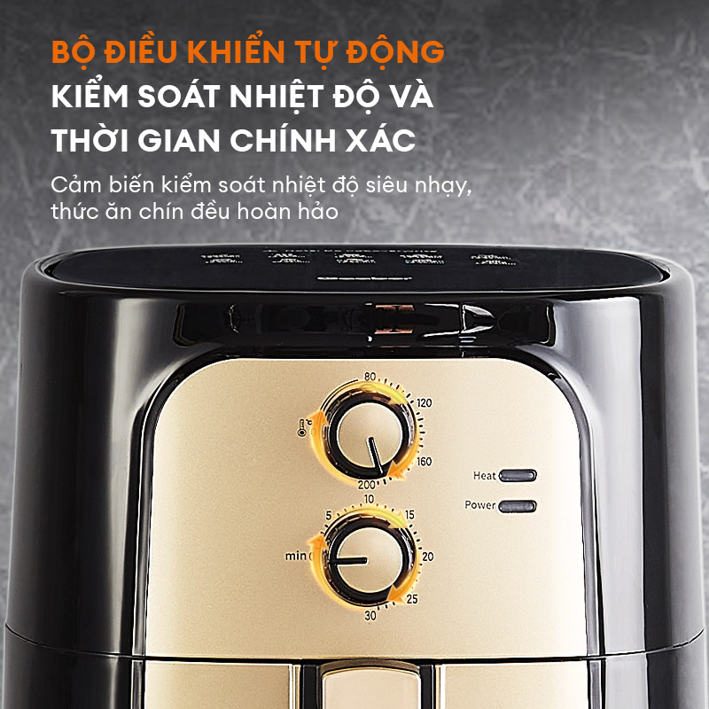 Nồi chiên không dầu GAABOR 6.5 lít AF65M-BK01A dung tích lớn, công suất mạnh 1400W nồi chiên đa năng
