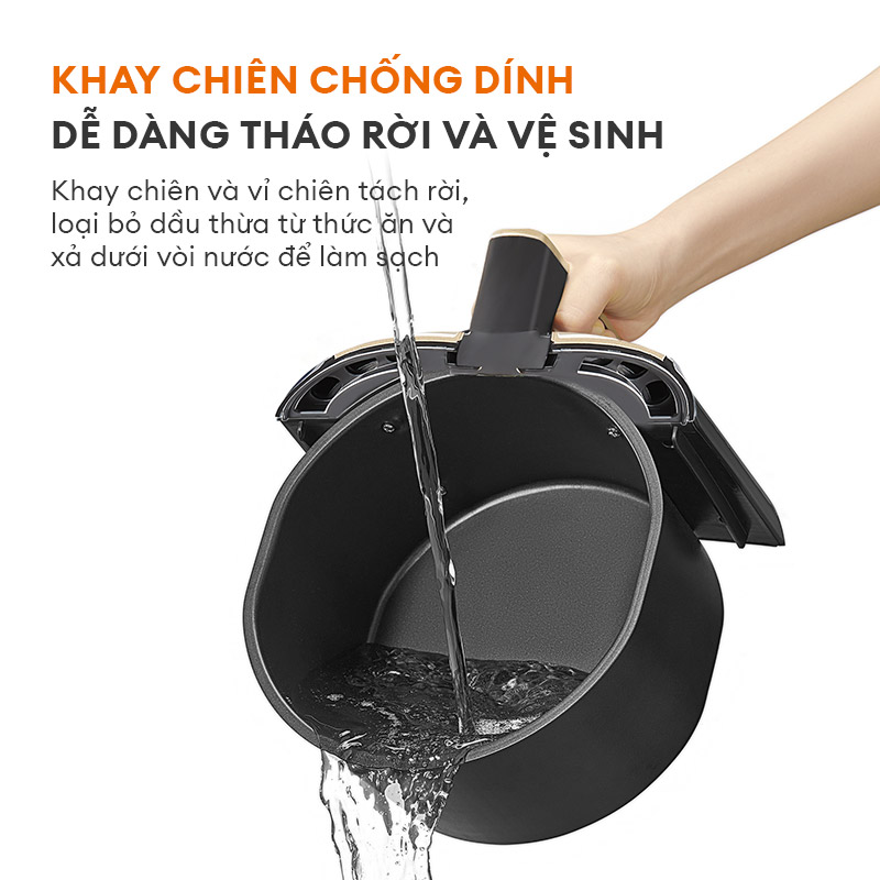 Nồi chiên không dầu GAABOR 6.5 lít AF65M-BK01A dung tích lớn, công suất mạnh 1400W nồi chiên đa năng
