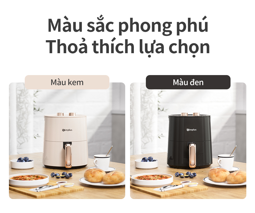 Simplus Nồi Chiên Không Dầu Dung Tích 4L/5L lớn chiên nướng đa năng không dầu mỡ - Bảo Hành 1 Năm 1 Đổi 1 KQZG007/ 022