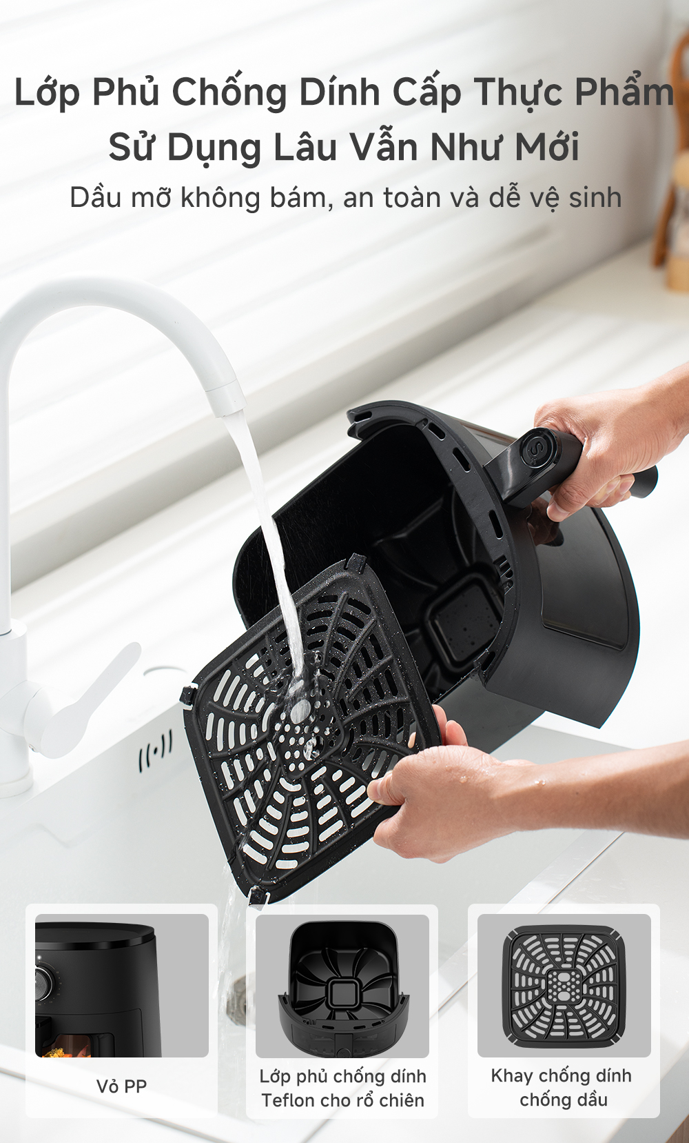 Simplus Nồi Chiên Không Dầu Dung Tích 4L/5L lớn chiên nướng đa năng không dầu mỡ - Bảo Hành 1 Năm 1 Đổi 1 KQZG007/ 022