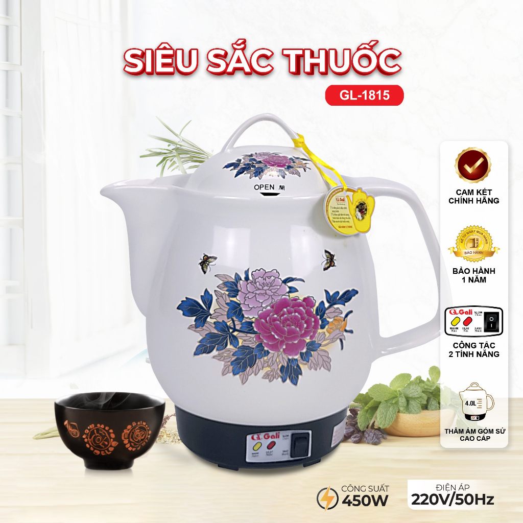 ẤM SẮC THUỐC TỰ ĐỘNG GALI GL-1815. SIÊU SẮC THUỐC CHÍNH HÃNG CHẤT LƯỢNG CAO, BẢO HÀNH 24 THÁNG - Ảnh 3